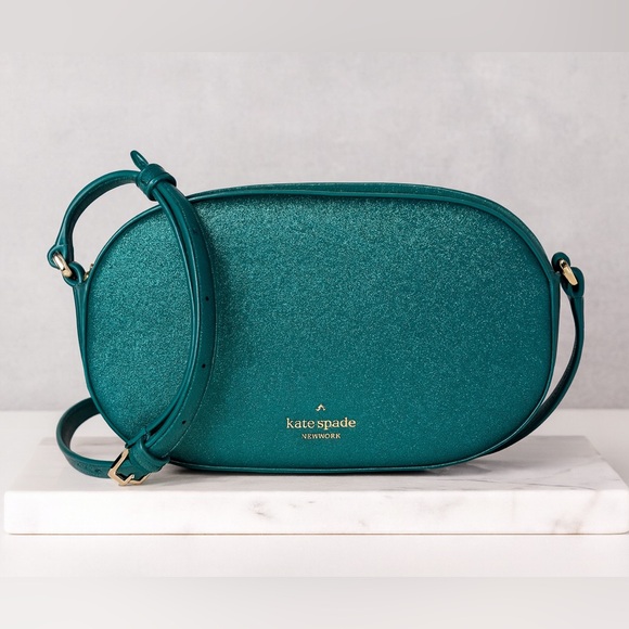 Kate Spade Glitter Crossbody Bag Festive Teal / Green NWT - Picture 1 of 12